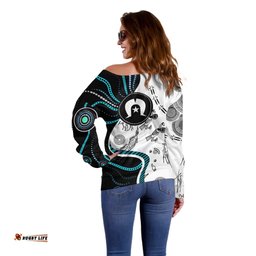 Aboriginal Pattern Torest Strait Island Off Shoulder Sweater