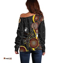 PALYKU Australia Lizard Aboriginal Art Off Shoulder Sweater