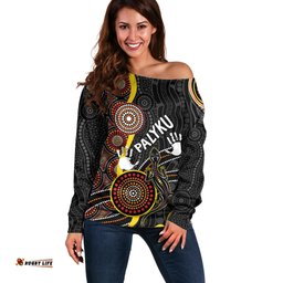 PALYKU Australia Lizard Aboriginal Art Off Shoulder Sweater