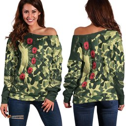 Aotearoa ANZAC Camouflage Women Off Shoulder Sweater 01