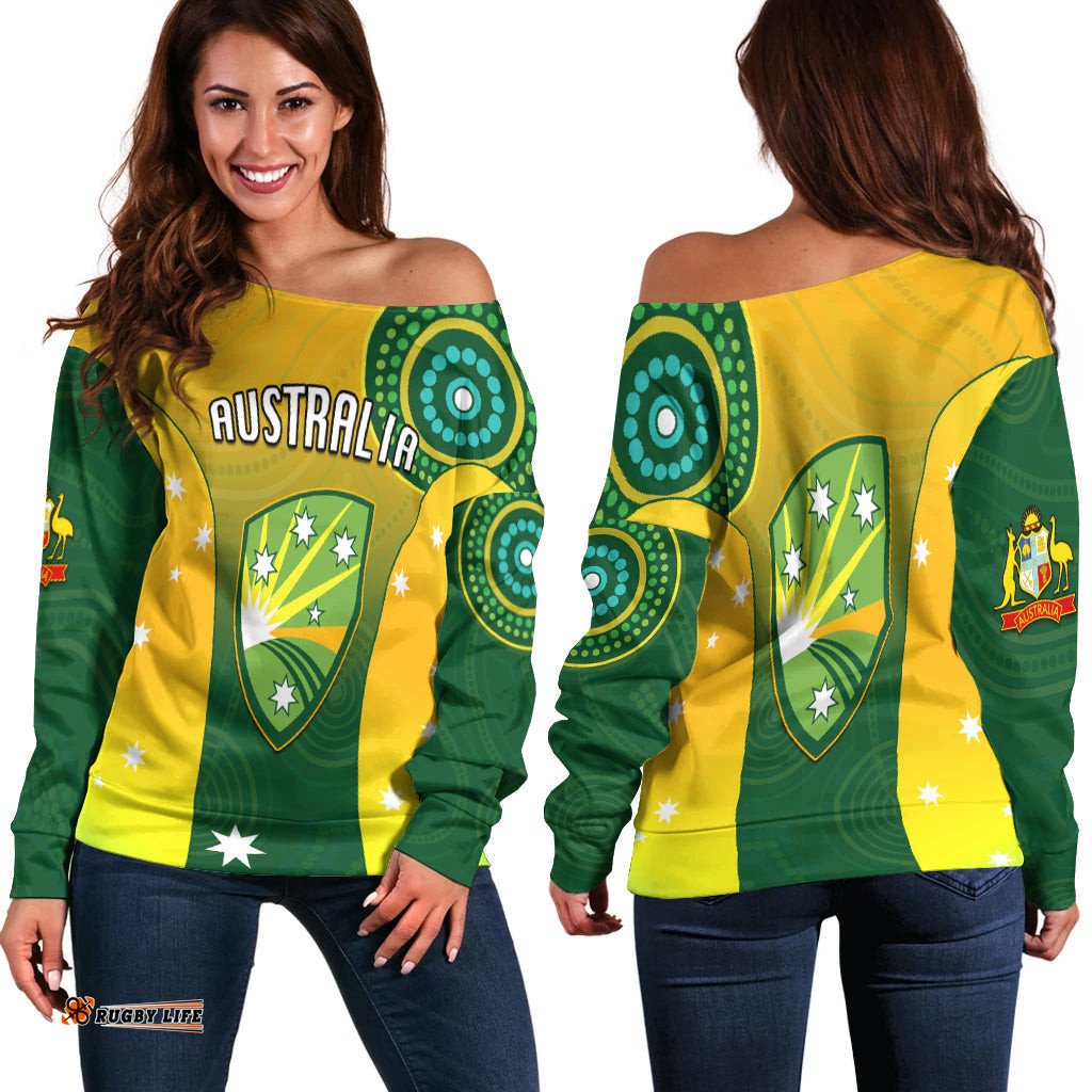 Custom Personalised Cricket Australia Off Shoulder Sweater Unique Aboriginal
