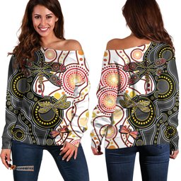 Aboriginal Dragonfly Off Shoulder Sweater White Style