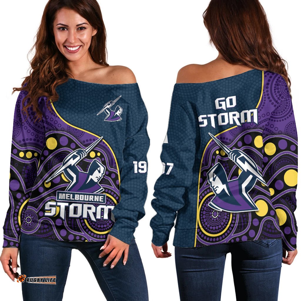 Storm Rugby Off Shoulder Sweater Est 1997 Indigenous Art 04