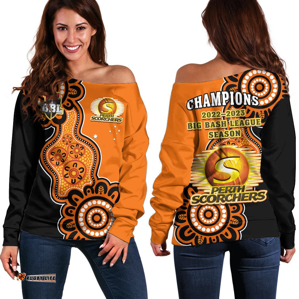 Perth Scorchers Cricket Off Shoulder Sweater We Are The Champions Aboriginal