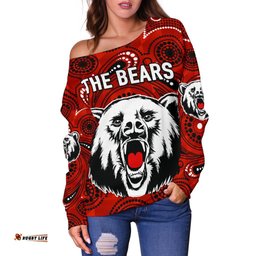 North Sydney Women's Off Shoulder Sweater The Bears Indigenous 09