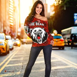 North Sydney Women's Off Shoulder Sweater The Bears Indigenous 09