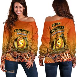 Perth Scorchers Champions Women Off Shoulder Sweater Lizard Indigenous Aboriginal
