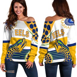 Eels Indigenous Off Shoulder Sweater Parramatta Version White
