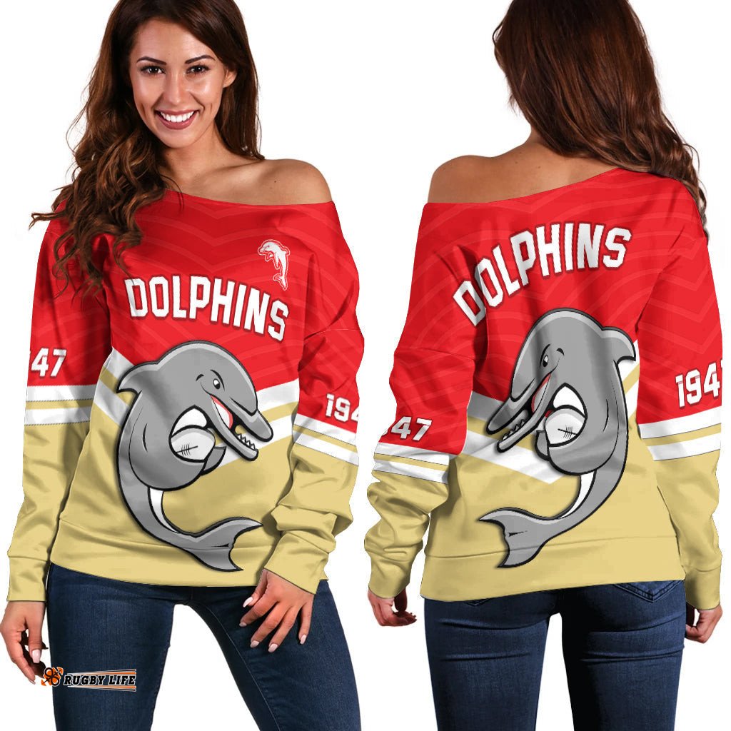 Dolphins Rugby Off Shoulder Sweater Sporty Style Ver.01