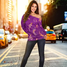 Custom Personalised Aboriginal Art Off Shoulder Sweater Animals Australia Version Purple