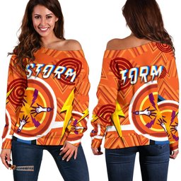 Melbourne Storm Women Off Shoulder Sweater Simple Indigenous Orange