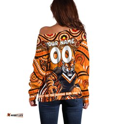 Custom Australia NAIDOC Week 2024 Off Shoulder Sweater Wests Tigers Mascot Keep The Fire Burning