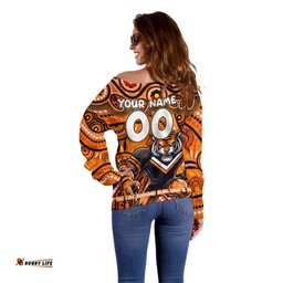 Custom Australia NAIDOC Week 2024 Off Shoulder Sweater Wests Tigers Mascot Keep The Fire Burning