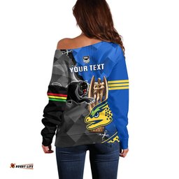 Personalised Panthers And Eels Off Shoulder Sweater Sporty Version