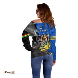 Personalised Panthers And Eels Off Shoulder Sweater Sporty Version