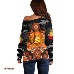 Perth Scorchers ANZAC 2024 Off Shoulder Sweater Lest We Forget Poppy Mix Camouflage