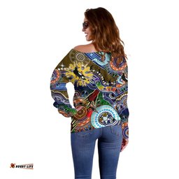 Custom NAIDOC Week 2024 Collingwood Magpies Off Shoulder Sweater Australia Aboriginal Dot Painting