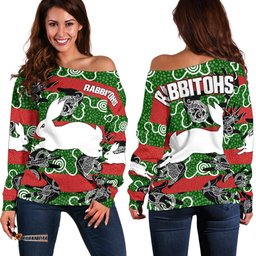 South Sydney Women's Off Shoulder Sweater Rabbitohs Indigenous Animals Aboriginal