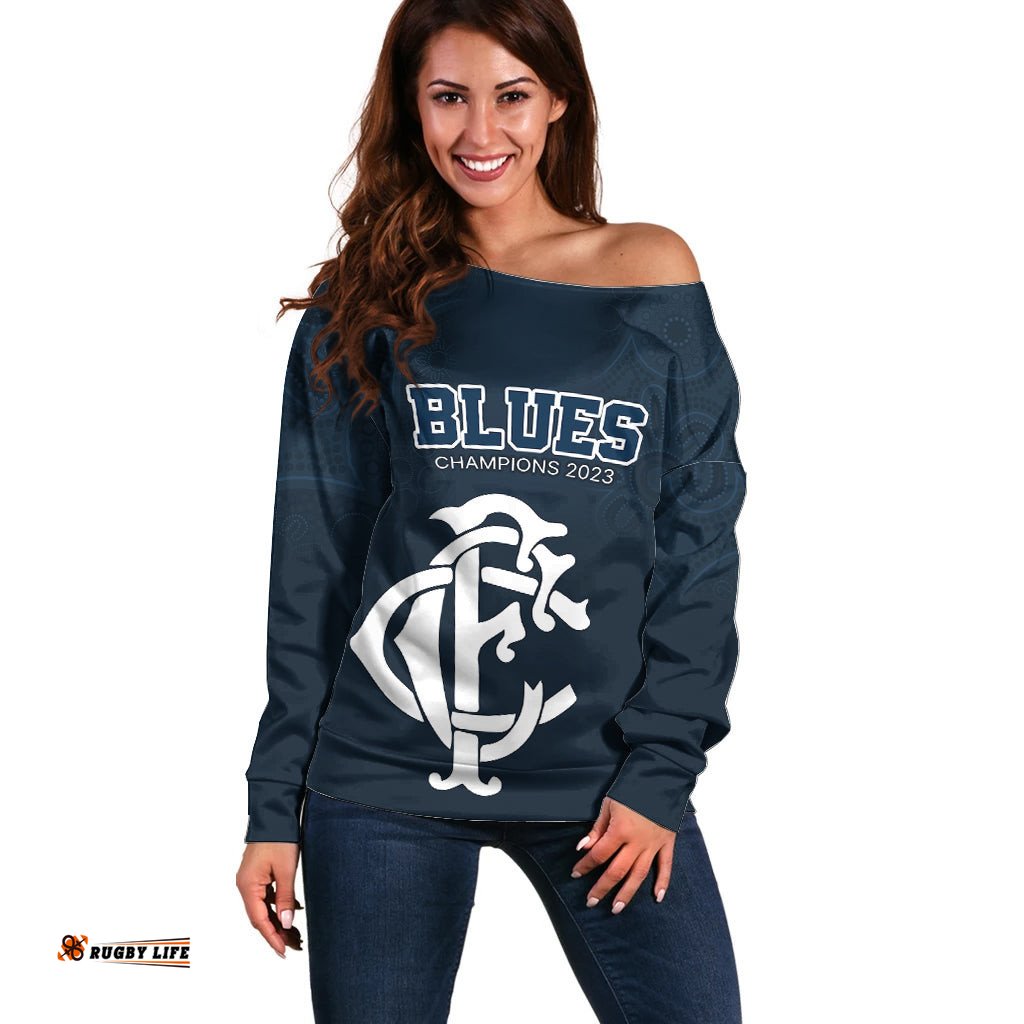 AFL Blues Champions Off Shoulder Sweater Proud Carlton Aboriginal Vibe
