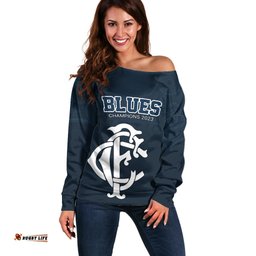 AFL Blues Champions Off Shoulder Sweater Proud Carlton Aboriginal Vibe