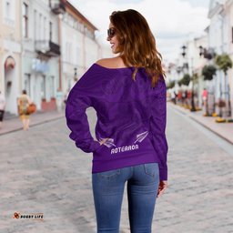 Maori Off Shoulder Sweater Purple Aotearoa Tattoo