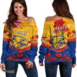 West Coast Eagles Football ANZAC Women Off Shoulder Sweater Lest We Forget