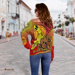 Custom Personalised Aboriginal Platypus Off Shoulder Sweater Tree On The Hill Sunshine