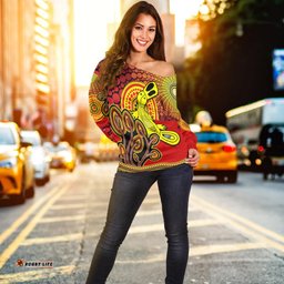Custom Personalised Aboriginal Platypus Off Shoulder Sweater Tree On The Hill Sunshine