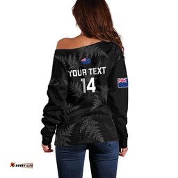 Personalised New Zealand Silver Fern Rugby Off Shoulder Sweater Go Aotearoa World Cup