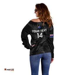 Personalised New Zealand Silver Fern Rugby Off Shoulder Sweater Go Aotearoa World Cup