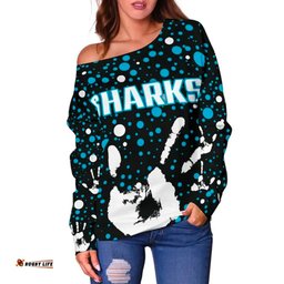 Sharks Indigenous Women's Off Shoulder Sweater Minimalism Version 07