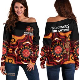 Australia Indigenous Rugby Off Shoulder Sweater All Stars Aborigine Dreamtime Black Version