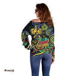 Titans Rugby Aboriginal Art Off Shoulder Sweater NAIDOC Indigenous Tribal
