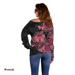 Australia Indigenous Mother's Day Off Shoulder Sweater Aboriginal Breast Cancer Ribbon