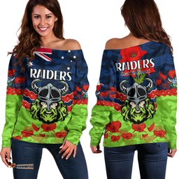 Raiders Rugby ANZAC Off Shoulder Sweater Lest We Forget