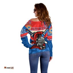 NRL Knight Off Shoulder Sweater Proud Newcastle Aboriginal Vibe