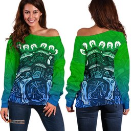 Torres Strait Islands Off Shoulder Sweater Blue