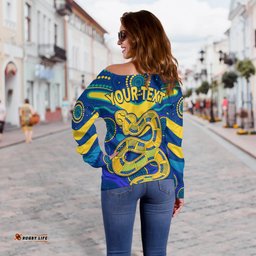 Custom Personalised Eels NAIDOC Week Women Off Shoulder Sweater Aboriginal Get Up