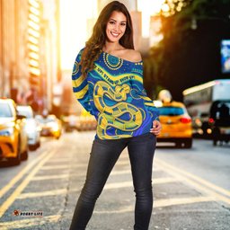 Custom Personalised Eels NAIDOC Week Women Off Shoulder Sweater Aboriginal Get Up
