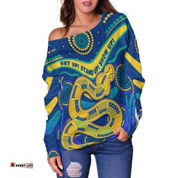 Custom Personalised Eels NAIDOC Week Women Off Shoulder Sweater Aboriginal Get Up