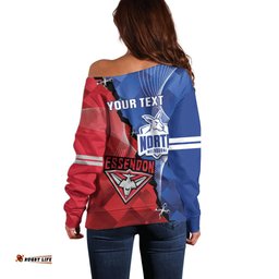 Personalised Kangaroos And Bombers Football Off Shoulder Sweater Sporty Version