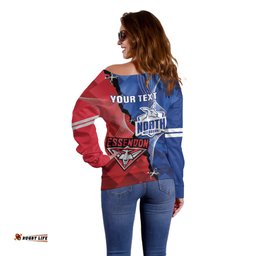Personalised Kangaroos And Bombers Football Off Shoulder Sweater Sporty Version