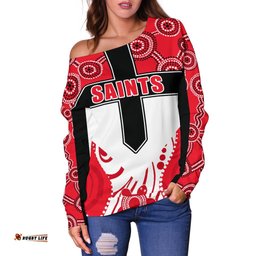 Saints Enthusiasm Off Shoulder Sweater St Kilda Indigenous