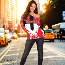 Saints Enthusiasm Off Shoulder Sweater St Kilda Indigenous
