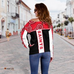 Saints Enthusiasm Off Shoulder Sweater St Kilda Indigenous