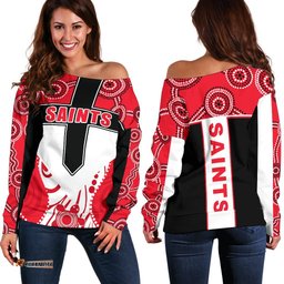 Saints Enthusiasm Off Shoulder Sweater St Kilda Indigenous