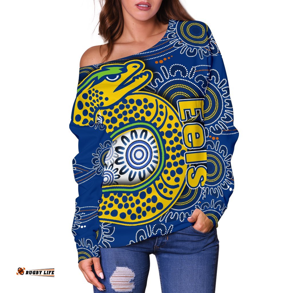 Parramatta Eels Women's Off Shoulder Sweater Indigenous 04