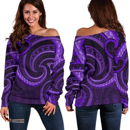 New Zealand Maori Mangopare Women Off Shoulder Sweater Polynesian Purple