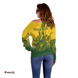 Custom Australia Matildas Off Shoulder Sweater Aussie Aboriginal Gold Version