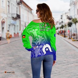 Custom Personalised NAIDOC Week Women Off Shoulder Sweater Torres Strait Islanders with Aboriginal Turtles